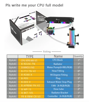 Bykski de refrigeración Líquida Kit para INTEL CPU AMD / Manguera de enfriamiento Bundle / de la PU Suave Kit de Cobre Radiador de 240 mm 120 / VENTILADOR AURA RGB de Apoyo