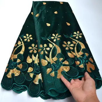 Nueva tela de terciopelo con piedras y lentejuelas Africano perlas de franela último estilo de la tela de vestido de noche vestido de falda de las señoras del diseño de 5 metros de