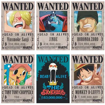 28.5X19.5CM 24Pcs Gran Diversión Anime One Piece Luffy Chopper Carteles de se busca Hogar Decoración de la Pared Pegatinas Vintage de Papel Afiche de Decoración