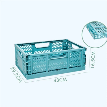 4pcs/lot 43X29X16.5cm Plegable Cesta Plegable Caja de Almacenamiento Caja Contenedor de Plástico Resistente Transportable y Plegable Cesta