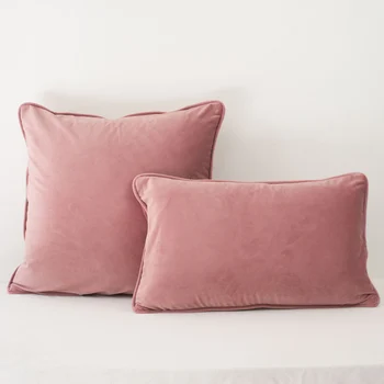 Diseño de tuberías Carne Rosa de Terciopelo funda de almohada funda de Almohada Suave cojín de Cubierta No Balling Sin Relleno