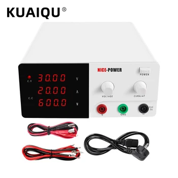 KUAIQU 30V 20A 4 Dígitos LED de DC Ajustable de Laboratorio fuente de Alimentación 60V10A 220V Estabilizador de Voltaje de la Conmutación de la Fuente de Alimentación de Laboratorio