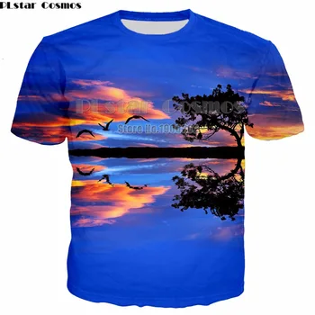 PLstar Cosmos, el sol hermoso paisaje de la Camiseta 3D completo de Impresión de la moda de nueva marca de la Camiseta de talla Plus S-5Xl