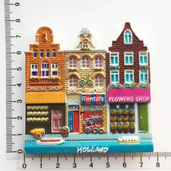 Holanda Creativo Imán de Nevera de Recuerdos Amsterdam Calle Paisaje Cultural Turístico Ideas de Regalo 3D de Resina Imán de Nevera Decoración