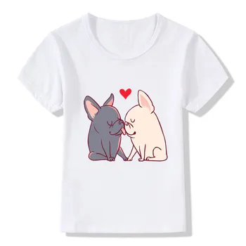 2020 Niños Bulldog francés Besos Camisetas Para Chicos/chicas de Verano Tops de Manga Corta Niños Ropa Lindo Regalo camiseta de Bebé,ooo2123