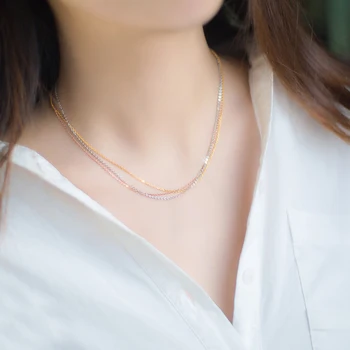 MloveAcc de Plata de la Cadena Collar de la Plata Esterlina 925 40 cm/45 cm Collares para las Mujeres de la Moda Collar de Cadena de la Joyería collares