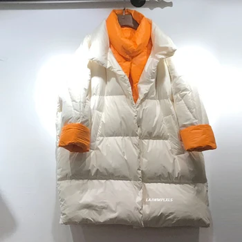 Coreano de Invierno abrigo acolchado chaqueta Mujeres abajo cubren 2020 de la Moda de Invierno de Nueva Pato Blanco Abajo Bufanda Larga Suelta Más el Tamaño de la Capa Gruesa YRF262