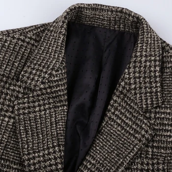 De Invierno de 2018 hombres nuevos de lana a cuadros de estilo de Inglaterra casual slim traje de hombre metrosexual casual tierra de color de la marca de traje de chaqueta