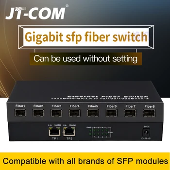 Red Gigabit SFP de la Fibra del Interruptor de 1000Mbps SFP Convertidor de los Medios del 8 de SFP de la Fibra del Puerto y a 2 Puerto RJ45 8G2E el Interruptor de Ethernet de la Fibra
