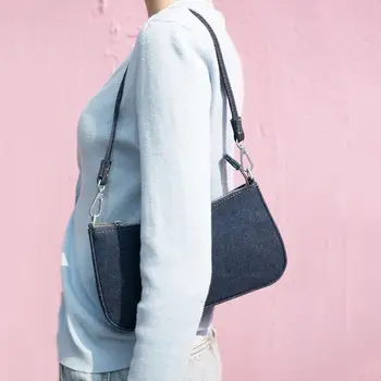 Diseño de moda denim bolsa de hombro del Color Sólido de las mujeres bolso baguette 2020 nuevo de Alta calidad de diseñador de Bolsos y carteras de Bolsillo para el Teléfono