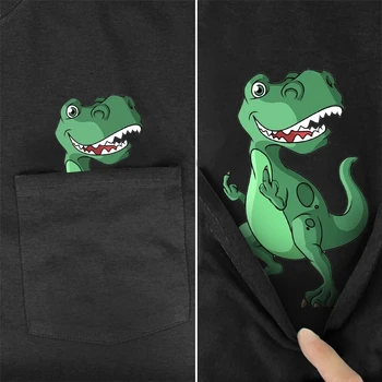 Hombres T Shirt la Marca de Moda de verano de bolsillo de dinosaurios impreso t-shirt para hombres para mujeres camisetas Hip hop tapas divertidas camisetas de algodón