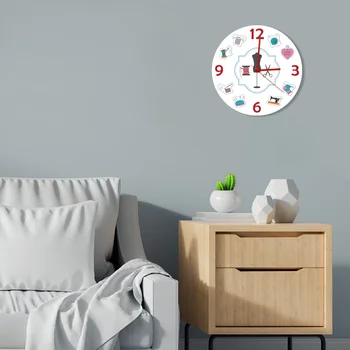 Tejido de punto de Costura y Costura de Iconos de colores Impreso Reloj de Pared de Adaptar los Emblemas de Artesanía de Diseño Moderno en Silencio Colgante de Pared Reloj
