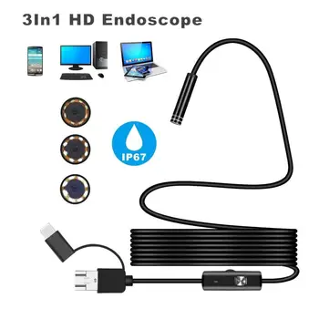 5.5 mm, Micro USB de Tipo c, USB 3-en-1 Equipo Endoscopio Boroscopio Tubo Impermeable USB de Inspección de la Cámara de Vídeo Para Android