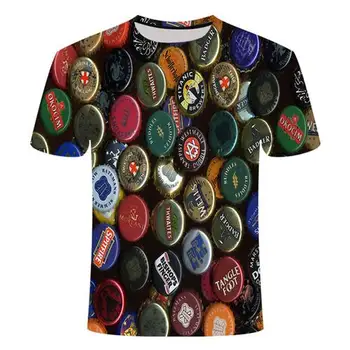 Divertida Camiseta de Verano de los Hombres de la Marca de Cuello Redondo T-Hirt Campana de la Cerveza de Manga Corta 3D de la Camiseta de la Impresión Digital T-Shirt