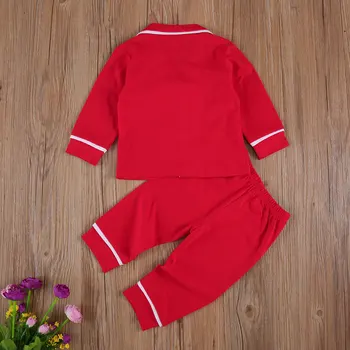 Niño Bebé 2 Piezas Conjuntos De Pijama, De Manga Larga Solapa De Botones De La Camisa De Top + Pantalón Largo Casual Ropa De Hogar Ropa