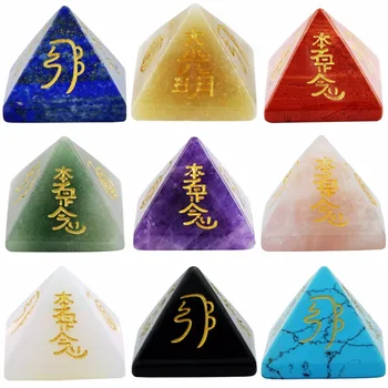 TUMBEELLUWA Grabado Usui Reiki Símbolo de la Pirámide de la Curación de Equilibrio de los chakras de la Meditación de Energía de Cristal