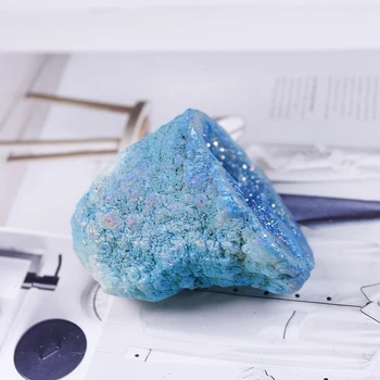Exquisito cuerno de la abundancia natural de la cueva de cristal de ágata de Galvanoplastia azul de la decoración feng shui fortuna de piedra original