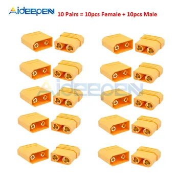 10 Pares de 20Pcs XT90 Amarillo Conector de la Batería del Conjunto Masculino Femenino Chapado en Oro Banana para RC Batería Partes