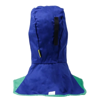 Azul Lavable Retardante de Llama Casco Comodidad de Soldadura Cuello de la Cara Protección de la Campana de la Práctica de la Soldadora de la Cabeza Tapa de 410mm