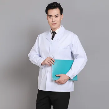 Médicos de sexo masculino de usar manga larga abrigo de invierno de corta bata blanca de hospital de masaje médico uniforme