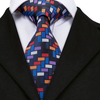 SN-1688 Hi-Corbata para Hombre Lazos de Lujo hechos a Mano Geométricas Corbata de Seda Tejida Corbata Para los Hombres de Negocios de la Boda con Cuello de Lazo Gemelos Cuadrados