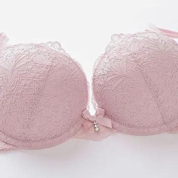 Sexy ropa interior femenina de encaje transparente bra y panty conjuntos de empuje hasta 2018 nueva 3/4 de taza ajustable de lencería de las tres cuartas partes