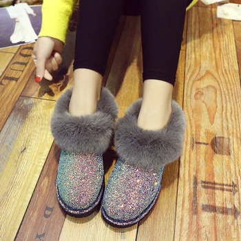 Marca el Otoño y el Invierno las Mujeres Plana Botas de Nuevo coreano de la Mujer Botas de Nieve de las Botas de las Mujeres, Fondo Plano de los Estudiantes de los Guisantes y los Zapatos