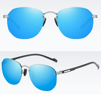 2020 Nuevas Monturas Redondas Gafas de sol Polarizadas para Hombres y Mujeres, Espejo Azul de la Lente TR90 Pierna Protección UV400 Gafas de Sol S608
