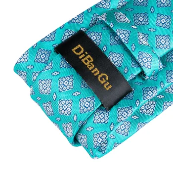 MJ-7165 DiBanGu de color Turquesa de la Novedad de los Hombres de Corbata Con Pañuelo de Gemelos Establecer Lazos de Cuello Establecido Para los Hombres de la Fiesta de la Boda Cravatte Gravatas