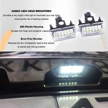 2x blanco led en la parte trasera número de placa, luces de la lámpara para el Camry de Toyota Vios Yaris Verso Highlander Corolla Camry Avensis Auris