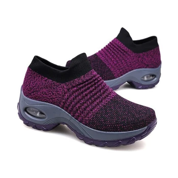 Gran Tamaño de las Mujeres Zapatos de Mujer Zapatillas de deporte de Deslizamiento en Cuña con Plataforma zapatos para Mujer de Moda de Calcetín de Zapatos de Mujer Zapatillas de deporte 35-42 WSH3276
