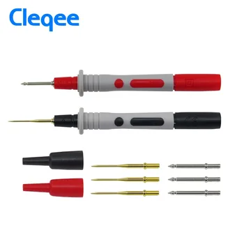 Cleqee P8003.1 8pcs Reemplazable de la prueba de la aguja kit de 1mm Dorado sharp&2 mm estándar adecuado para el Multímetro de la sonda