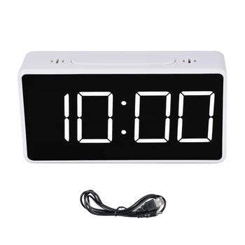 Espejo Digital Display LED Reloj de Alarma Simple Reloj de Escritorio Con USB Para Niños