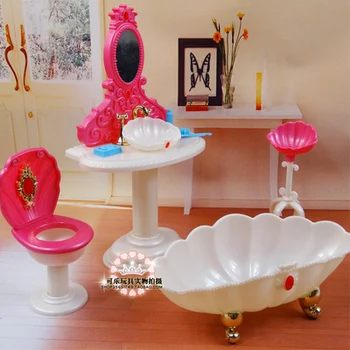 Original cuarto de baño de la princesa barbie bañera 1/6 bjd casa de muñecas de ducha muebles de Tocador de baño accesorios de play set de juguete de regalo