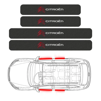 4PCS Car Styling 3D de Fibra de Carbono Umbral de la Puerta de la Decoración Decal Sticker para Citroen C1 C3 C4 C4L C5 C6 VTS C-ELYSEE Accesorios de automóviles