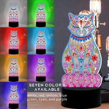 Nuevo Diseño de Diamante Pintura 5D Diamante Mosaico de Bordado de la Lámpara de Luz de 7 Colores Disponibles Hogar Mesa de Noche Decoración Regalo de Cumpleaños