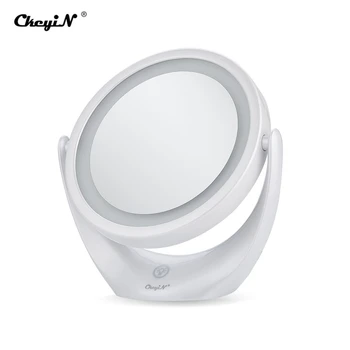 Luz Led Espejo de aumento Sensor Interruptor de Espejo de Maquillaje Touch Dual-lado 1X y 5X, 360 Giratorio USB recargable Aparador Espejo