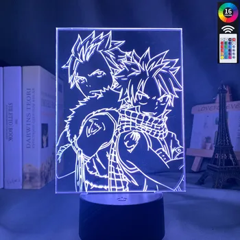 El Anime de Fairy Tail Natsu Dragneel y Erza Scarlet Abrazo de Luz Nocturna Led con Sensor Táctil Luz de noche para los niños Decoración de la Habitación de Mesa en 3d de la Lámpara