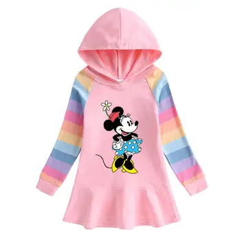 Disney las Niñas de Bebé de la Ropa de los Niños de Mickey Vestido con Capucha de Otoño en Primavera de Minnie Mouse dibujos animados Suéter de Vestidos de Niña