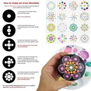 40 piezas de Mandala que Salpican el Conjunto de Herramientas que Salpican los Corrales de Pincel Acrílico Barras de Color del Cepillo de Uñas de Arte para Pintar Rocas Dibujo de la Redacción de las Mujeres
