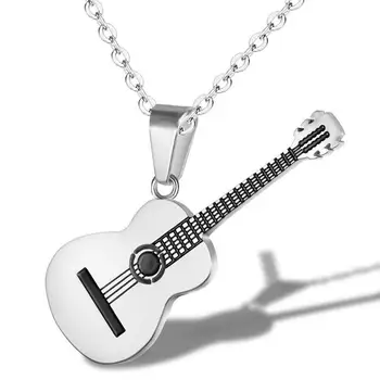 2020 Nuevos de Acero Inoxidable 316L Fresco Guitarra Colgante para las Mujeres de los Hombres de la Joyería de Hip-hop Rock Slide Elemento Musical en las Cadenas de Collar de regalos