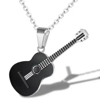 2020 Nuevos de Acero Inoxidable 316L Fresco Guitarra Colgante para las Mujeres de los Hombres de la Joyería de Hip-hop Rock Slide Elemento Musical en las Cadenas de Collar de regalos