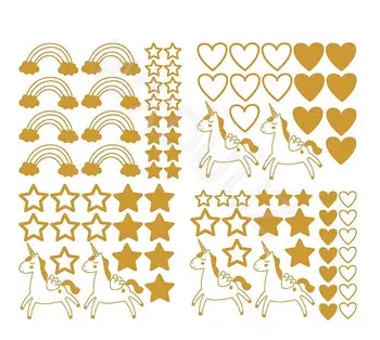 Unicornio del arco iris Star Corazón Calcomanía de Pared Extraíble de Vinilo Pegatinas de Pared para Bebé Niños Niñas y Niños, Dormitorio de Vivero Arte de Decoración de Cartel