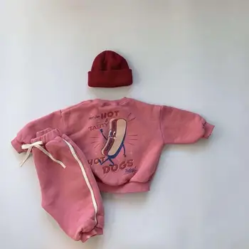 MILANCEL 2020 las Niñas de Bebé de la Ropa Forro de Piel de Invierno de Ropa de Niños del Perro Caliente de Impresión Bebé Deportes Traje Casual Sudaderas y Pantalones