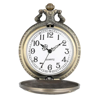 Vintage De Los Bomberos Reloj De Bolsillo Para Hombre Completo Cazador Esqueleto Héroe De Cuarzo Relojes De Bronce Caso Del Collar De La Cadena De Reloj De Regalo