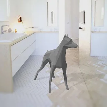 Gran Danés Perro Geométrica de Origami 3D sólido modelo de papel de papel talla de tres dimensiones DIY hechos a mano creativa de la decoración del hogar