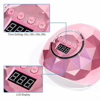 78W Lámpara UV Secador de Uñas de colores Espejo de Diamante del Clavo de la Lámpara Pro UV 39LEDs de Uñas de Gel de secado Rápido Dispositivo para la Manicura Temporizador de la Pantalla LCD