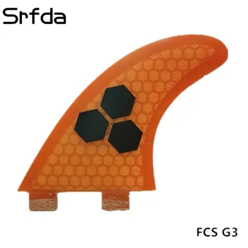 2018 srfda de fibra de vidrio de miel peine de Aletas verde tabla de surf, aletas de/ para el Futuro de fcs de la caja /de la mitad de carbono/de surf, aletas de G3 aletas talla S