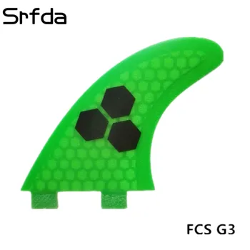2018 srfda de fibra de vidrio de miel peine de Aletas verde tabla de surf, aletas de/ para el Futuro de fcs de la caja /de la mitad de carbono/de surf, aletas de G3 aletas talla S