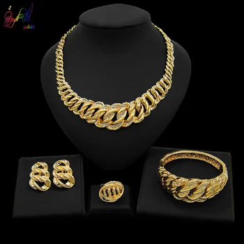 Yulaili de Alta Calidad de 18 Chapado en Oro de X osito de Peluche Conjuntos de Joyas Collar Pendientes Pulsera Anillo de la Joyería para las Mujeres